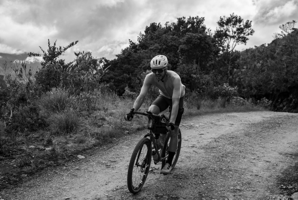 Cresting one of the monumental climbs